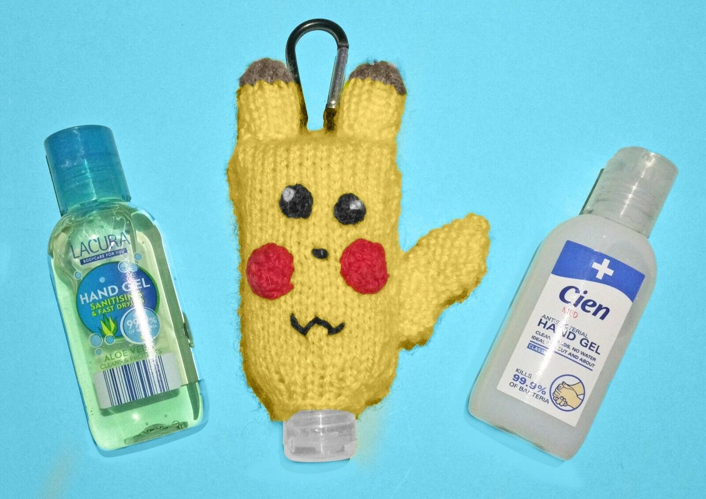 KNITTING PATTERN - Pikachu Sanitizer 50ml Holder 9cms