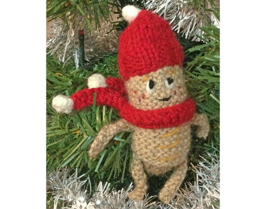 KNITTING PATTERN - Christmas Sausage Roll Bauble 13cm tree decoration