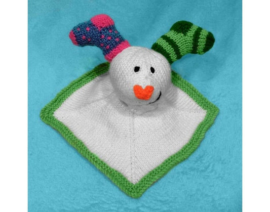 KNITTING PATTERN - Snowdog inspired Baby Christmas Toy Comforter Comfort Blanket
