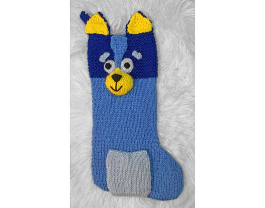 KNITTING PATTERN - Bluey 26cm Christmas Stocking Decoration / gift