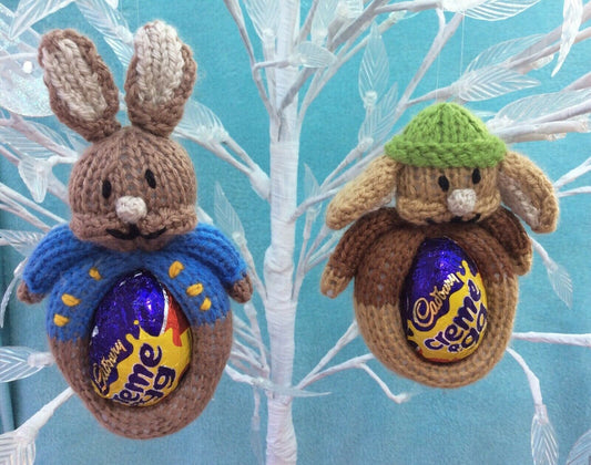 KNITTING PATTERN - Hanging Easter Peter the Bunny Rabbit inspired Choc cover Creme Egg