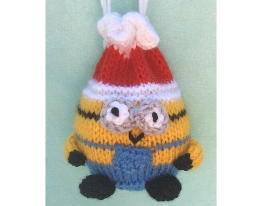 KNITTING PATTERN - Minion Drawstring Christmas Gift Bag 10cm Choc orange