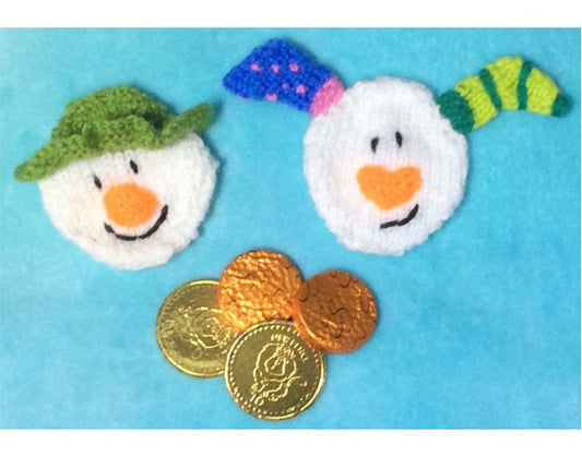 KNITTING PATTERN - Christmas Snowman and Dog Coin /Chocolate gift bags 8x8cm