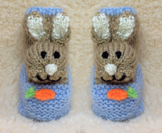 KNITTING PATTERN - Peter Rabbit Baby Easter booties fit 0 - 3month old