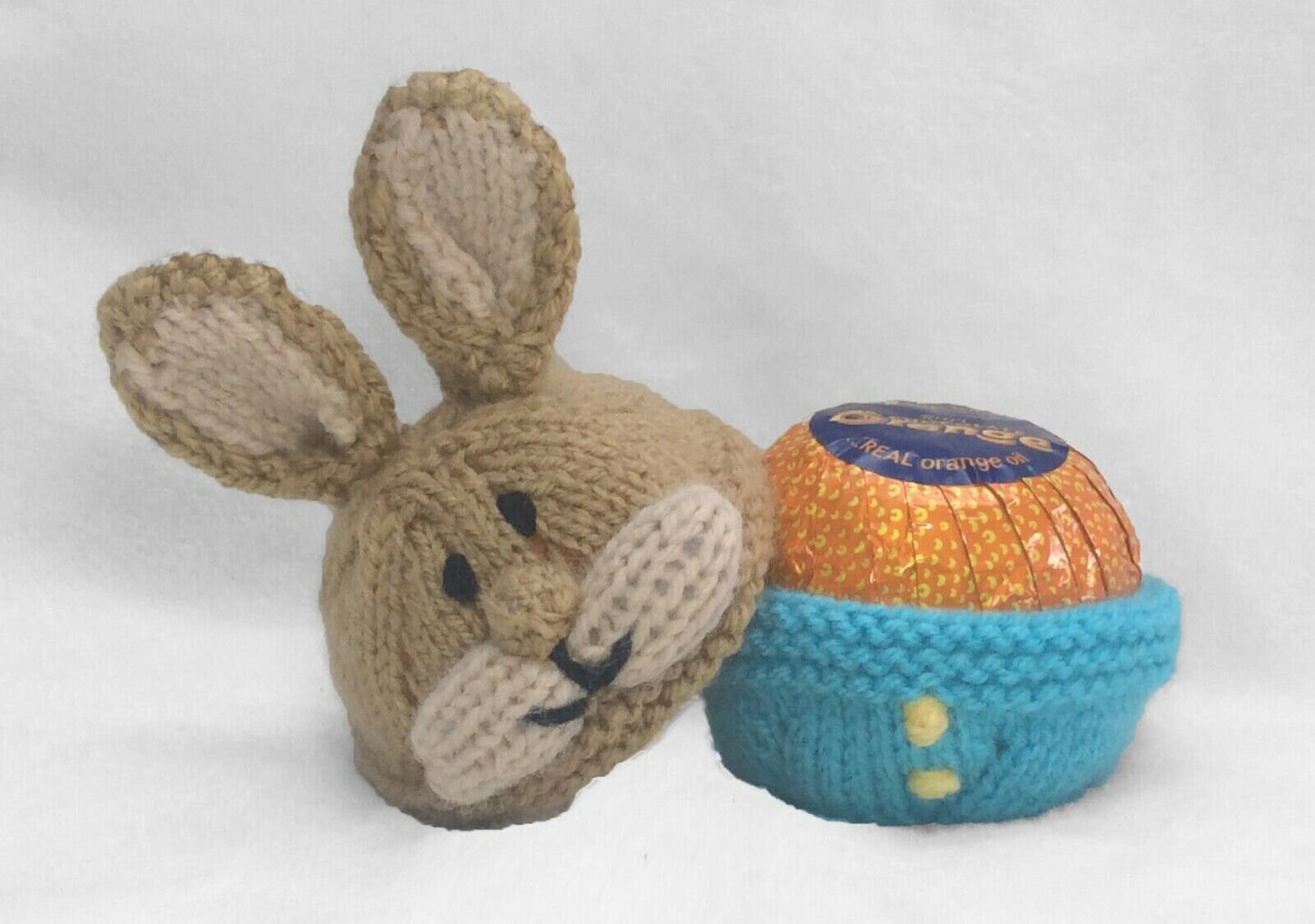 KNITTING PATTERN - Peter Rabbit choc orange cover/ 9 cms toy / trinket