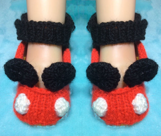 KNITTING PATTERN - Mickey booties fit 3 - 9 month old Baby