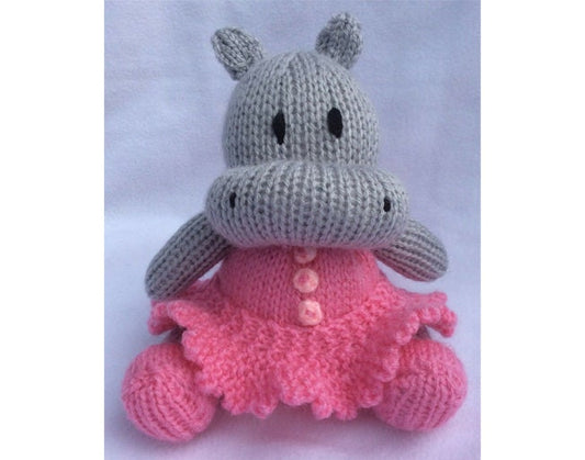 KNITTING PATTERN - Heidi the Ballerina Hippo chocolate orange cover / 15 cms toy