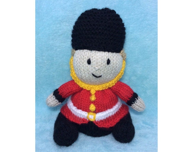 KNITTING PATTERN - Royal Guardsman Choc orange cover / 17 cms soldier toy