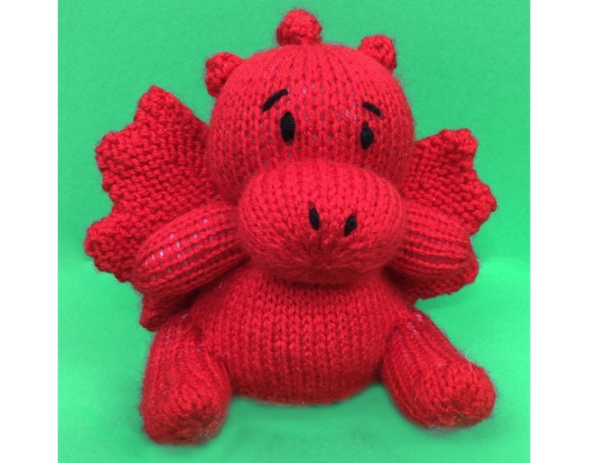 KNITTING PATTERN - Dewi the Welsh Dragon chocolate orange cover / 15 cms toy