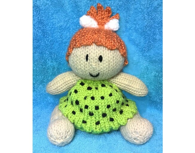 KNITTING PATTERN - Pebbles Flintstone inspired choc orange cover / Caveman toy