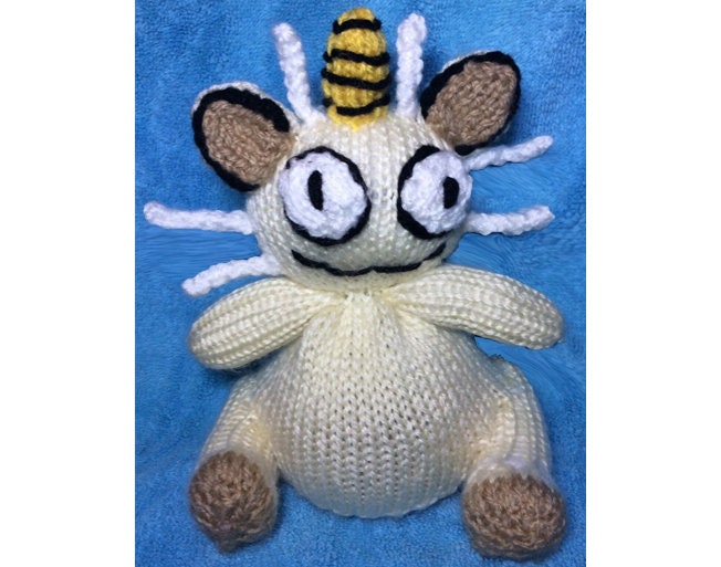 KNITTING PATTERN - Meowth inspired chocolate orange cover/ 15 cms toy