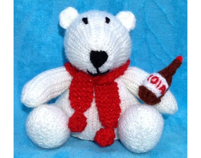 KNITTING PATTERN - Cola Polar Bear choc orange cover or 14 cms toy