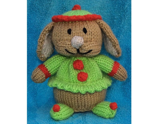 KNITTING PATTERN - Christmas Benjamin Bunny inspired orange cover / 15 cms toy