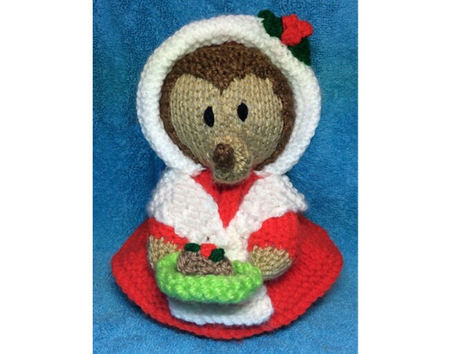 KNITTING PATTERN - Xmas Mrs Tiggy-Winkle inspired choc orange cover / 15 cms toy