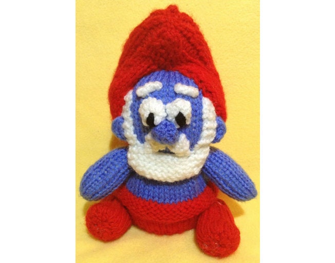 KNITTING PATTERN - Papa Smurf inspired choc orange cover or 18 cms toy