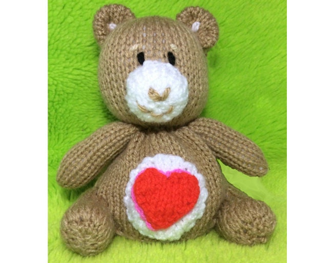 KNITTING PATTERN - Tenderheart Bear orange cover or 14 cms toy