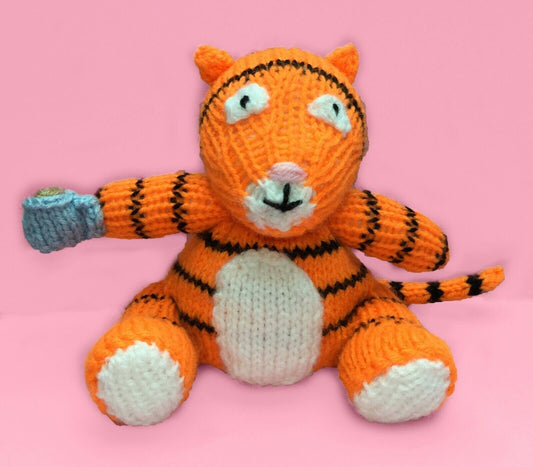 KNITTING PATTERN - The Tiger Who Came to Tea orange cover or 14 cms toy