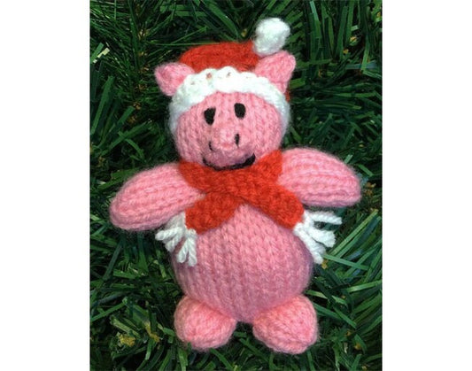 KNITTING PATTERN - Christmas Winter Pig Bauble 12 cms tree decoration