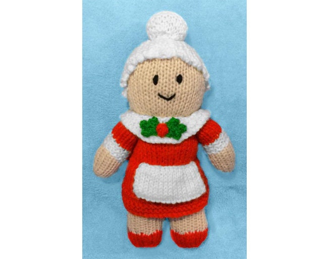 KNITTING PATTERN - Mother Christmas Mrs Claus 23 cms Soft Plush Toy