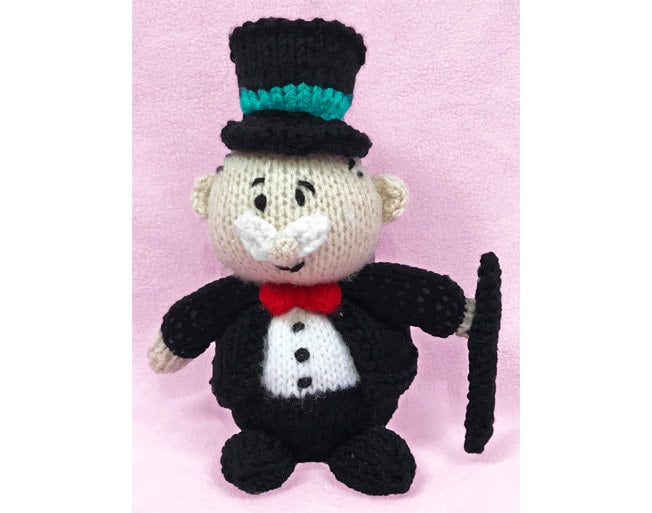 KNITTING PATTERN - Mr Monopoly inspired chocolate orange cover/ 17 cms Game toy