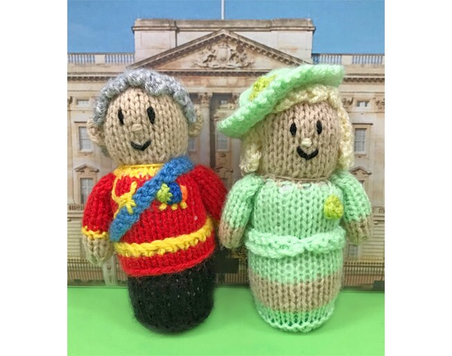 KNITTING PATTERN - Royal Jubilee Prince Charles and Camilla 10 cms soft toy doll