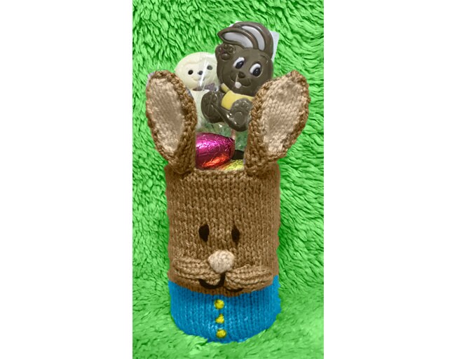 KNITTING PATTERN - Easter Peter Rabbit inspired Holder 15cm tall - fit tin can