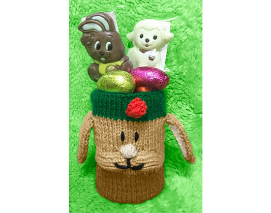 KNITTING PATTERN - Easter Benjamin Bunny inspired Holder 15cm tall - fit tin can