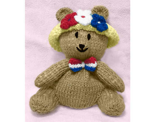 KNITTING PATTERN - Jubilee Teddy Bear Chocolate orange cover / 15cms British toy