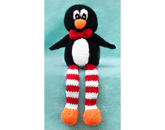 KNITTING PATTERN - Christmas Penguin Shelf Sitter Choc orange cover / 28 cms toy