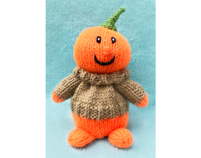 KNITTING PATTERN - Halloween Pumpkin Man orange cover / 15 cms Autumn toy