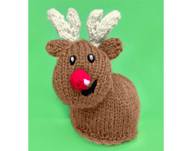 KNITTING PATTERN - Rudolph the Reindeer Choc Orange cover / 13 cms Christmas toy