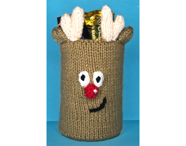 KNITTING PATTERN - Christmas Reindeer inspired Holder 15cm tall - fit tin can