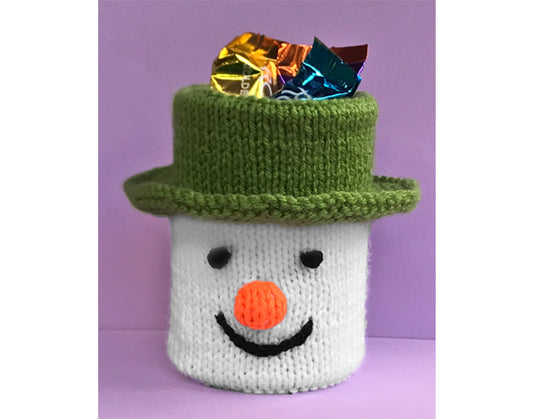 KNITTING PATTERN - Christmas Snowman inspired Holder 15cm tall - fit tin can